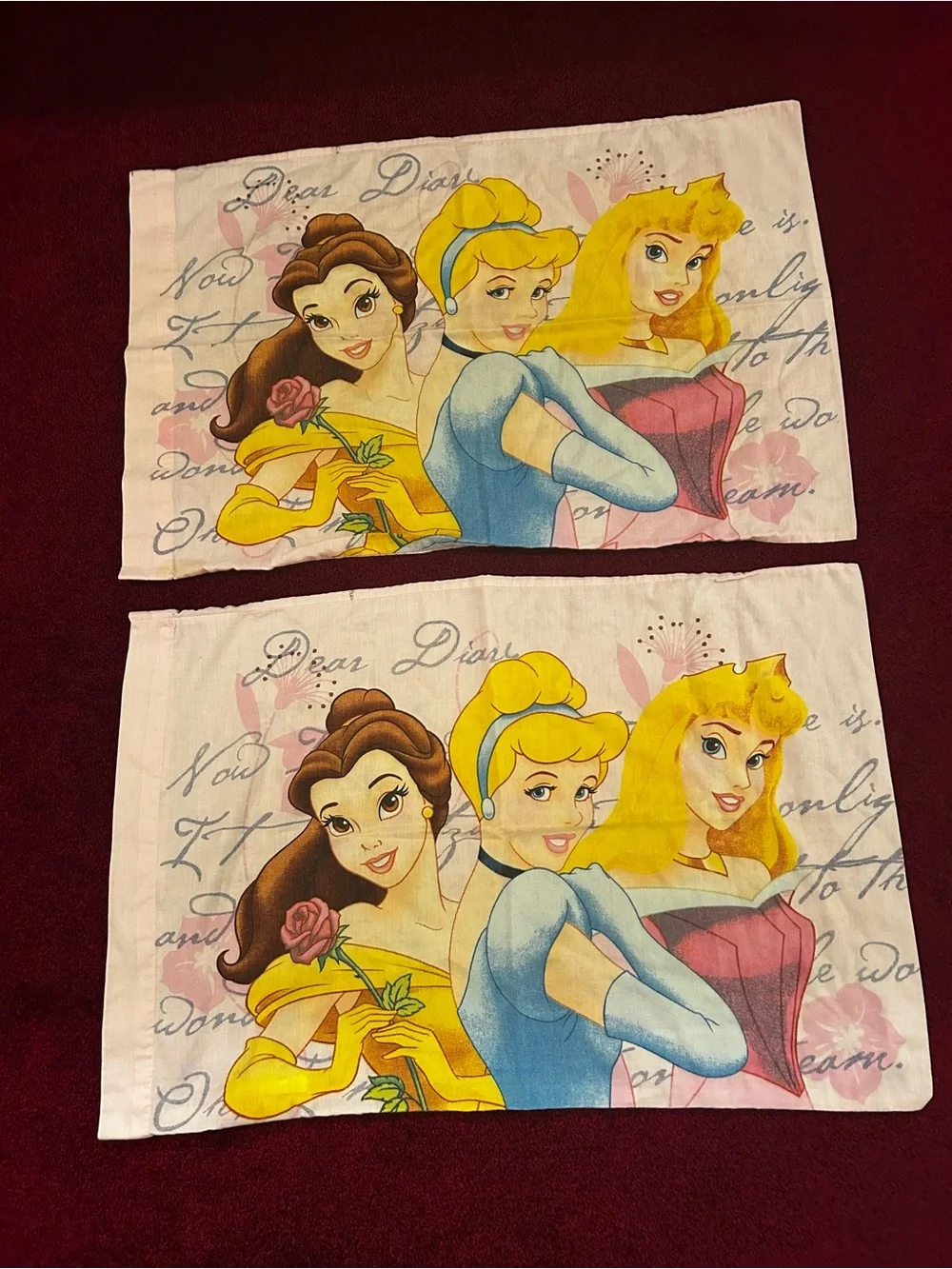 Disney Princess Bedding Cover with Blue, Pink & Yellow Dresses and two pillow